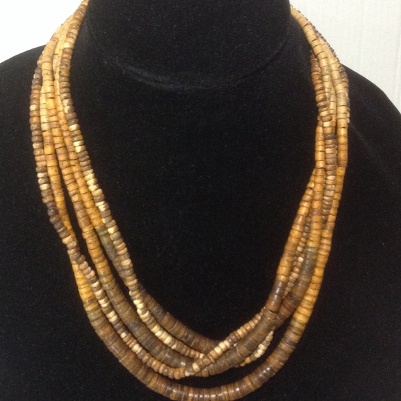Jewelry - 5 Strands Necklace - Wooden Beads